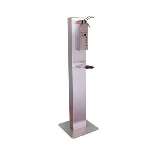 Ständer mit manuellem Hygienespender inklusive 1x Leerkartusche für Hygieneflüssigkeit - Edelstahl